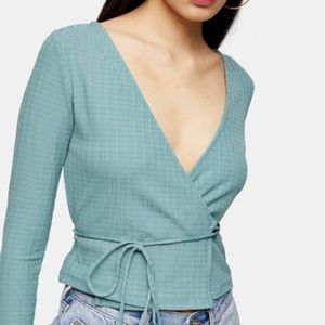 Topshop Women’s Textured Ballet Wrap Long Sleeve Top - Zara blouse